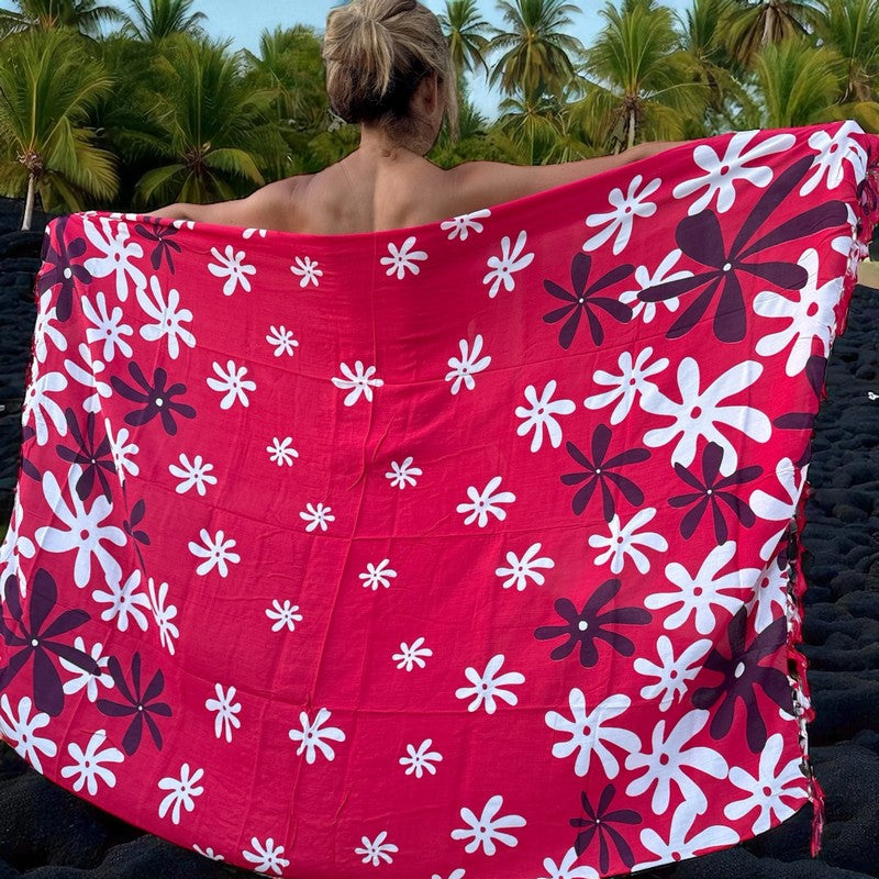 Tiare Flower Print | Pareo/Sarong Red