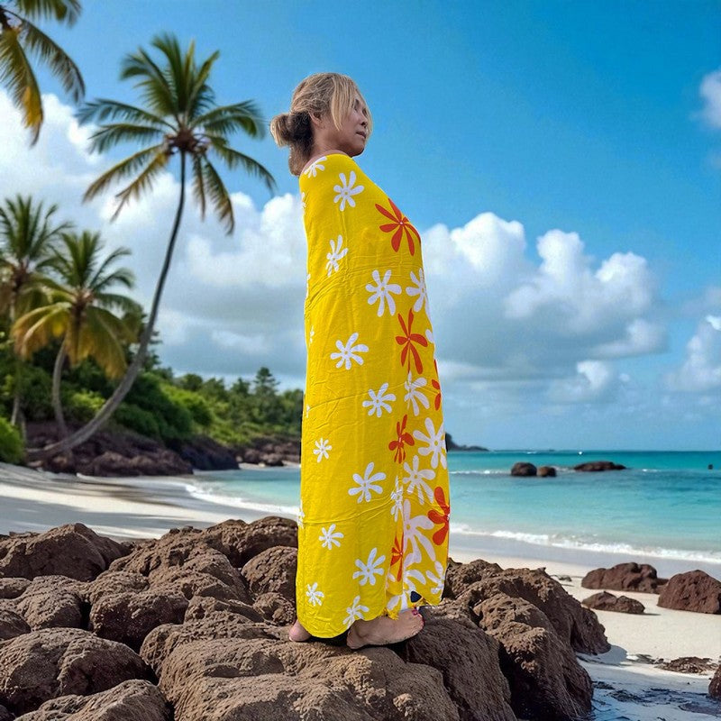 Tiare Flower Print | Pareo/Sarong Yellow