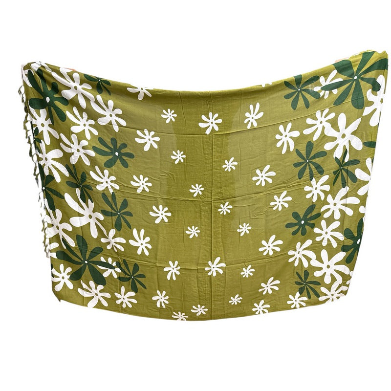 Tiare Flower Print | Pareo/Sarong Olive