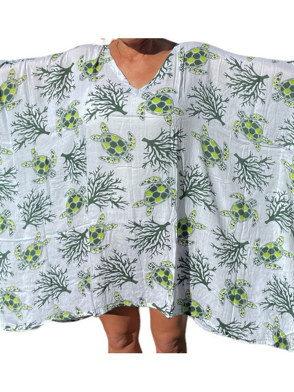 Beach Cover-Up | Sea Turtle and Coral Green