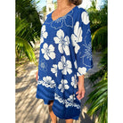 Beach Cover-Up | Hawaiian Flowers BLUE