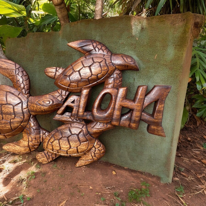 Aloha Sign with Sea Turtles | Hawaiian Signs 15"