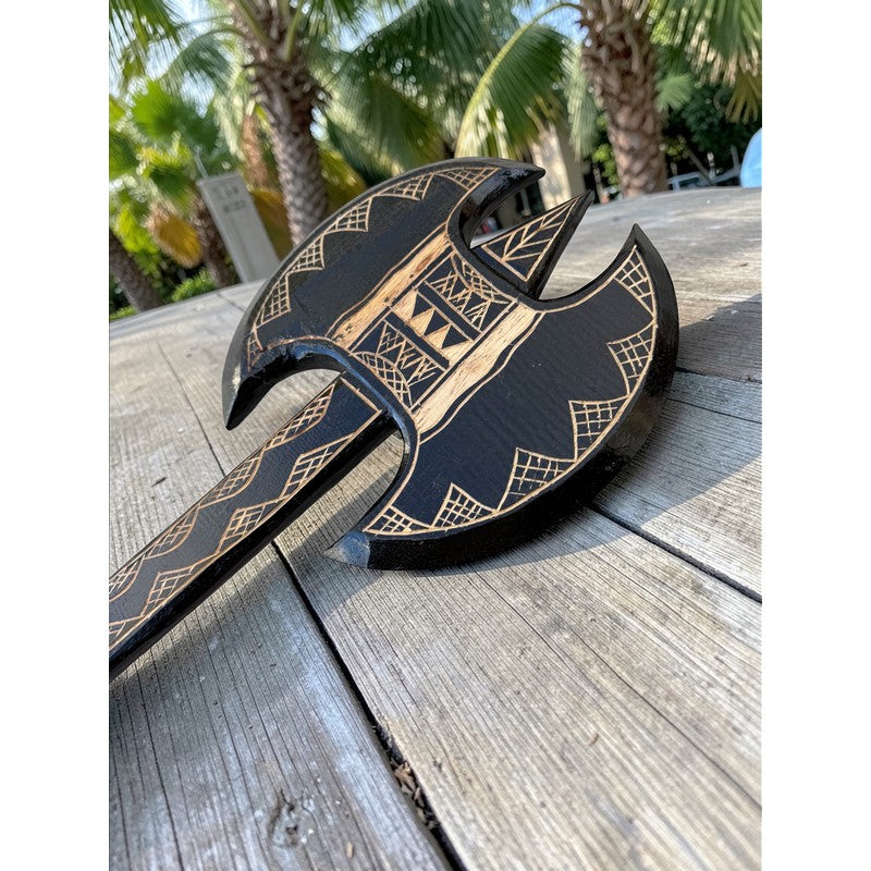 Hawaiian Double Axe Club | Polynesian Replica Black
