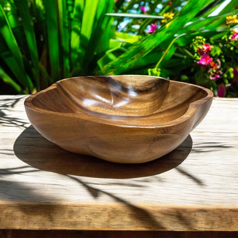 Acacia Wood 3-Piece Hibiscus Salad Bowl