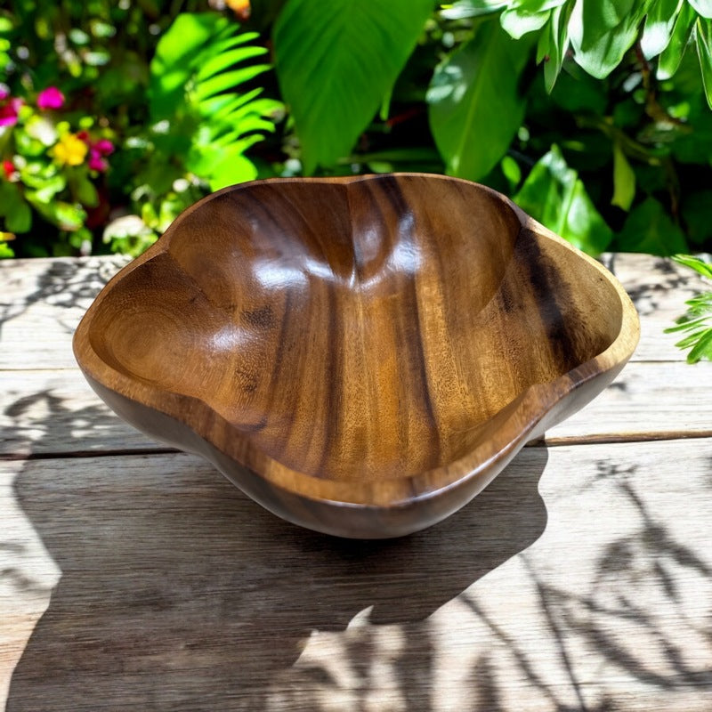 Acacia Wood 3-Piece Hibiscus Salad Bowl