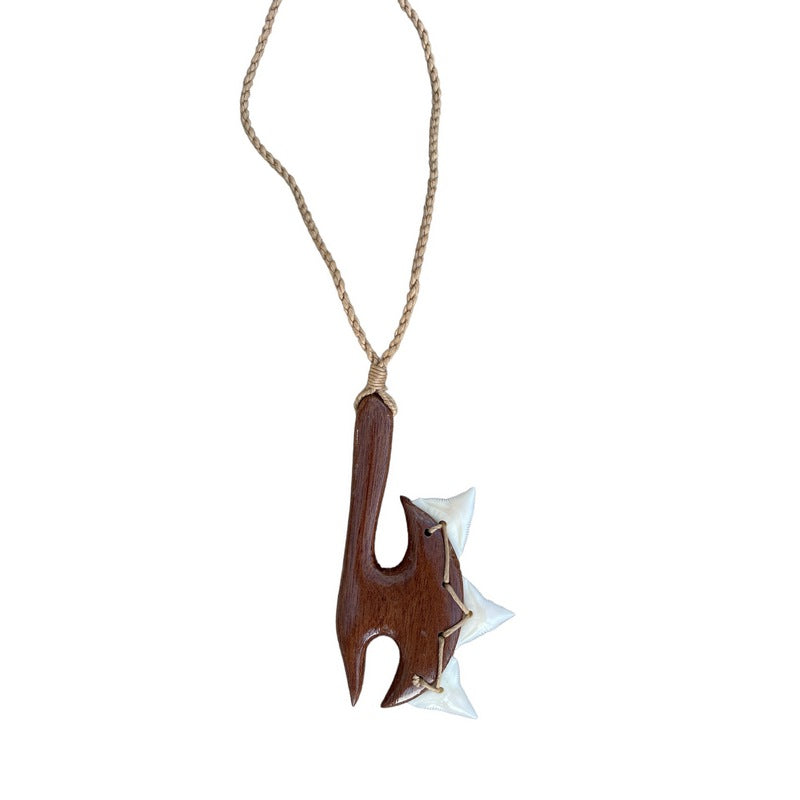 Koa Axe Club w/ Shark Teeth | Polynesian Necklace – Makana Hut