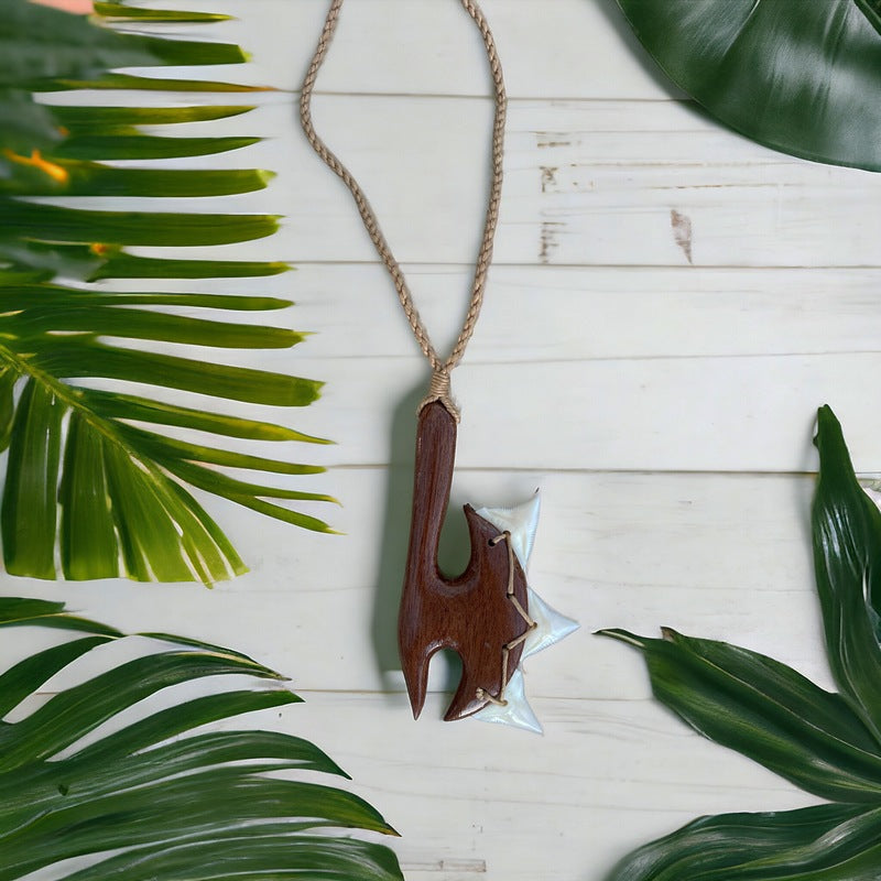 Koa Axe Club w/ Shark Teeth | Polynesian Necklace – Makana Hut