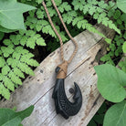 Black Jade Fish Hook Necklace