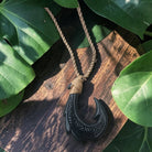 Black Jade Fish Hook Necklace