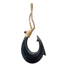 Black Jade Fish Hook Necklace