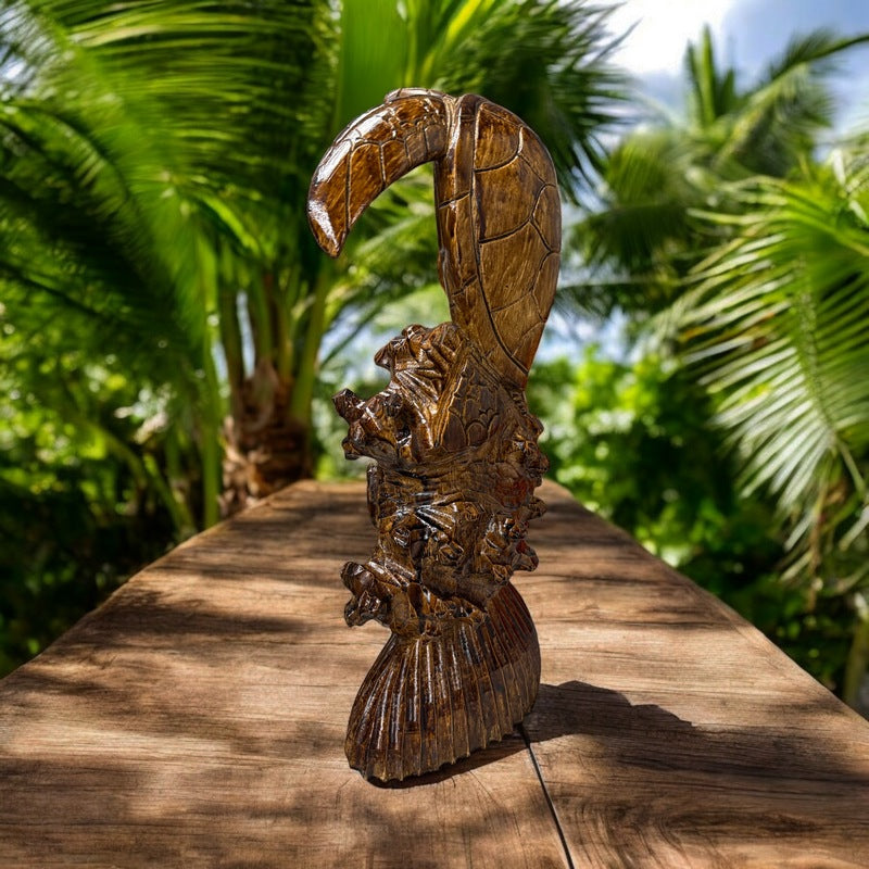 Standing Hawaiian Sea Turtle | Stained Wood 16"