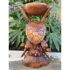 3 Hawaiian Sea Turtle w/ Bowl | Ocean Life Carving 20"