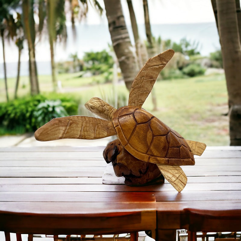 Hawaiian Sea Turtle Swimming 8" | Ocean Life Carving