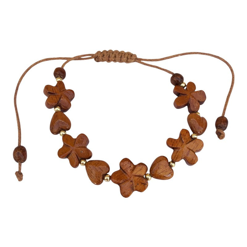 Plumeria Flower and Heats Koa Bracelet