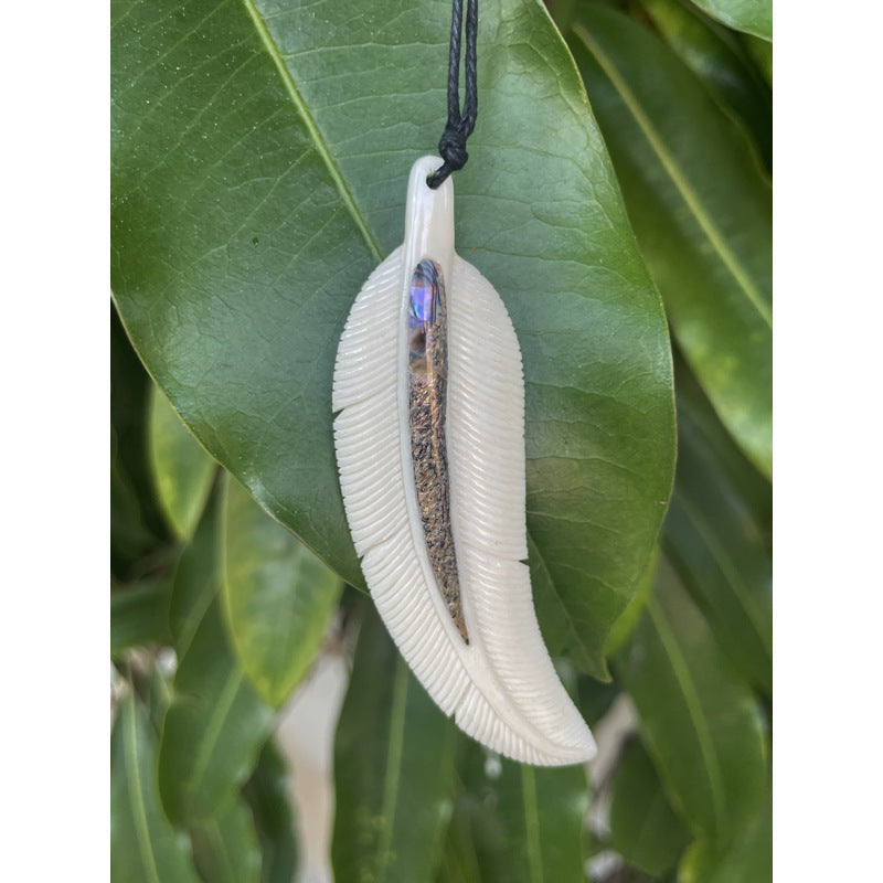 Feather with Paua Shell Necklace
