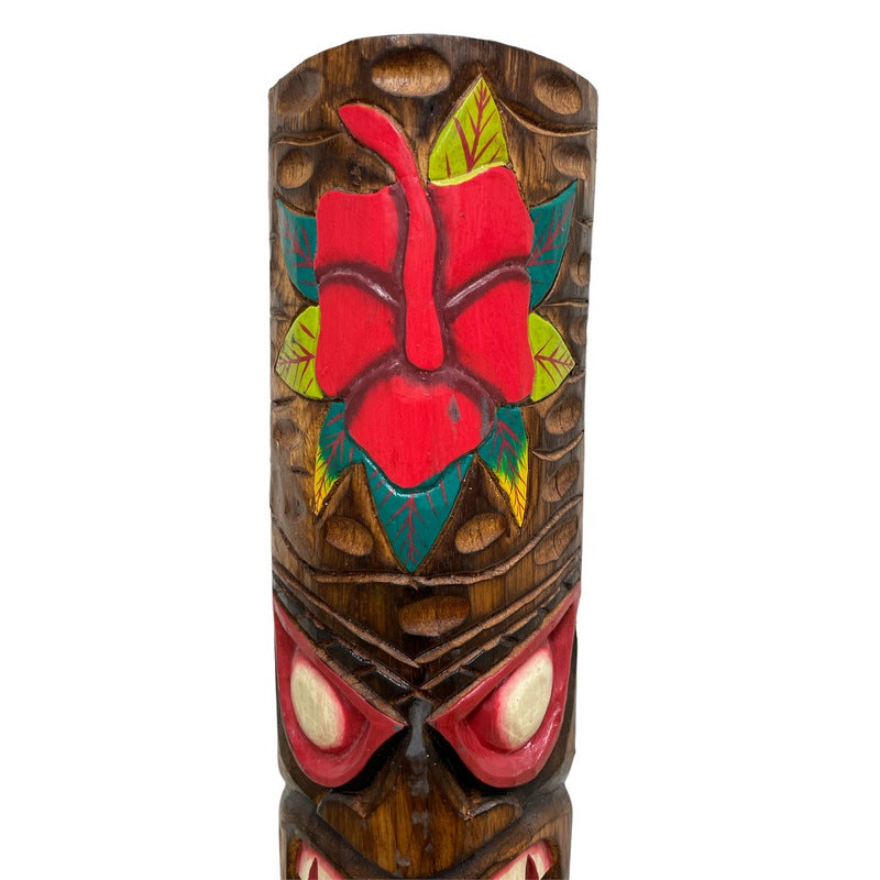 Tiki Mask with Hibiscus Flower | Hawaiian Mask 20"