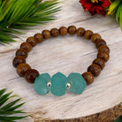 Koa and Beach Glass Stretch Bracelet | 8mm