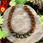 Koa and Green Fresh Water Pearls Bracelet