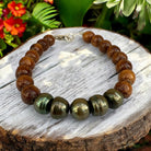 Koa and Green Fresh Water Pearls Bracelet