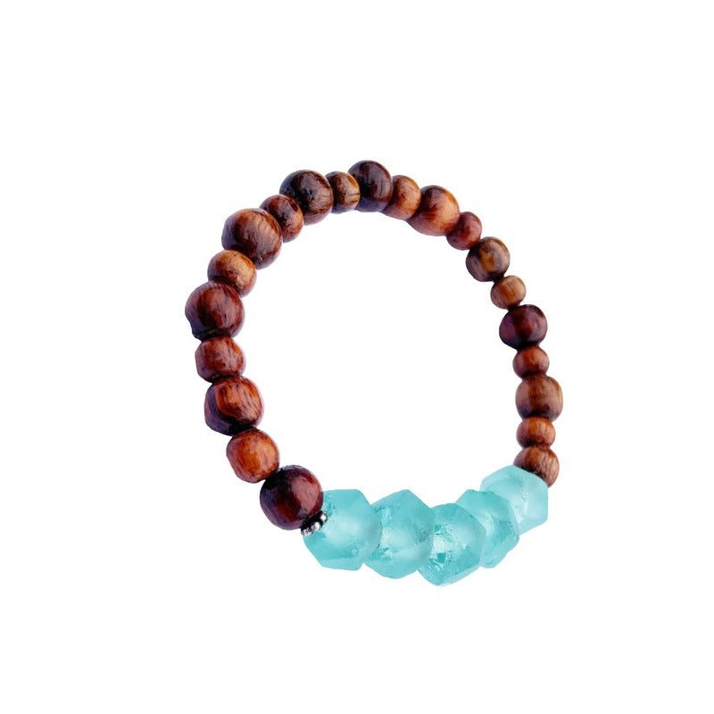 Koa and Beach Glass Stretch Bracelet | Mixed Beads