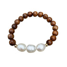 Koa and Fresh Water Pearls Stretch Bracelet