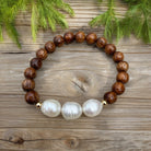 Koa and Fresh Water Pearls Stretch Bracelet