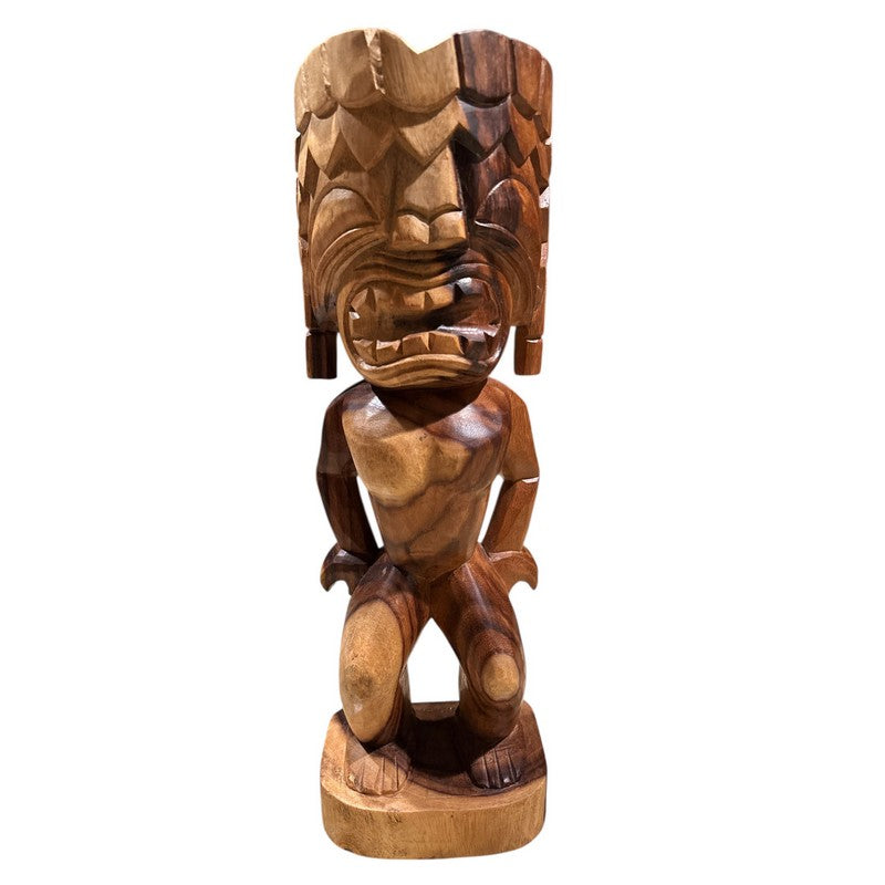 Wooden tiki statue on a white background