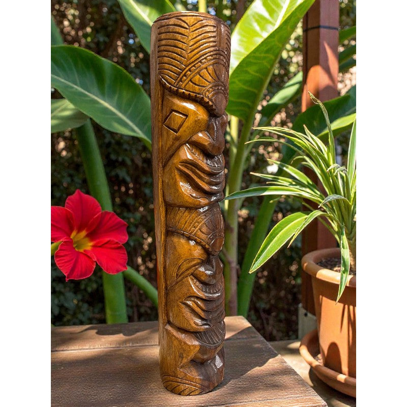 Ku and Lono Tiki Totem | Hawaiian Decor 19"