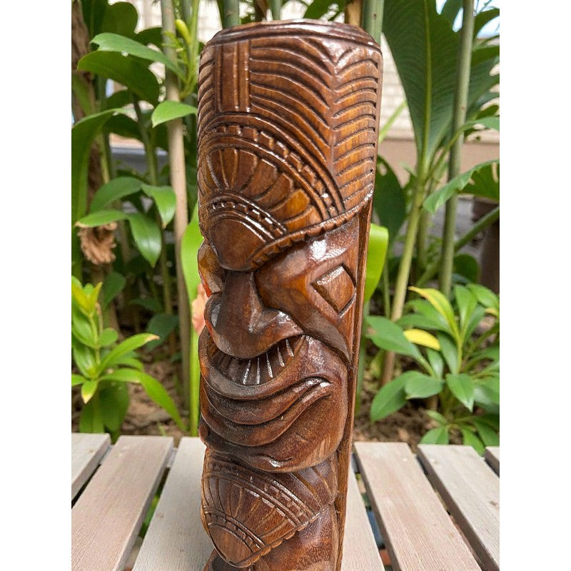 Ku and Lono Tiki Totem | Hawaiian Decor 19"