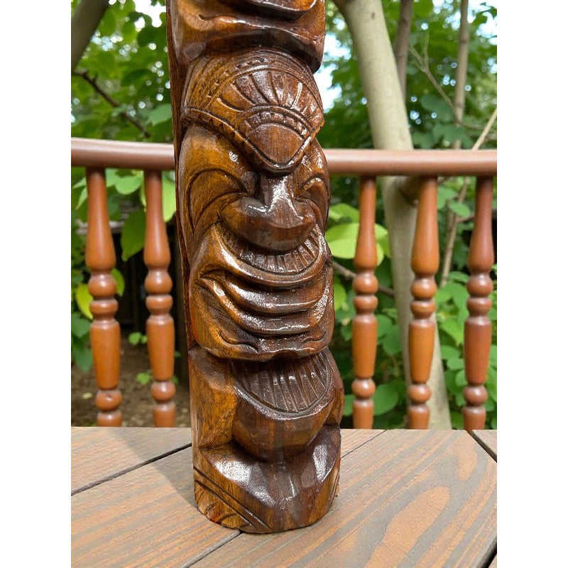 Ku and Lono Tiki Totem | Hawaiian Decor 19"