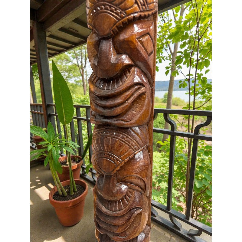 Ku and Lono Tiki Totem | Hawaiian Decor 19"