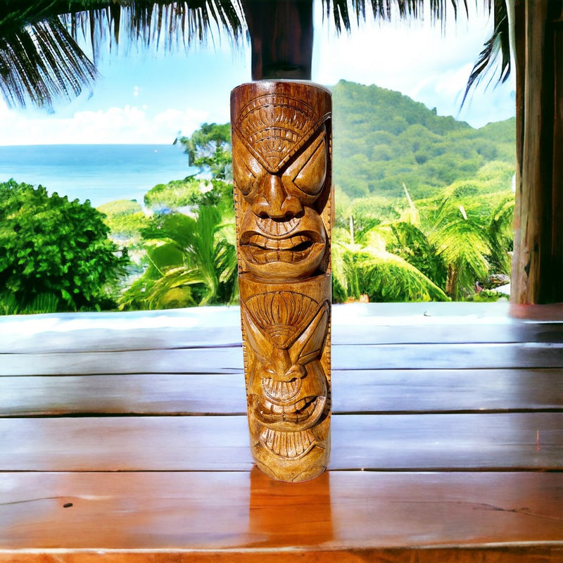 Life and Peace Tiki Totem | Hawaiian Décor 20" (Stained)