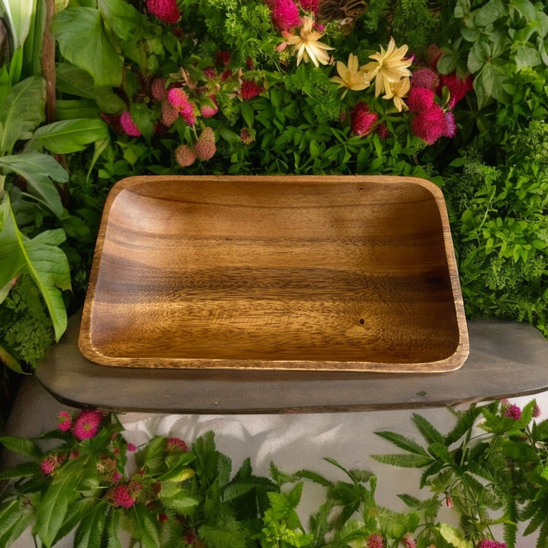 Acacia Wood Rectangular Bowl