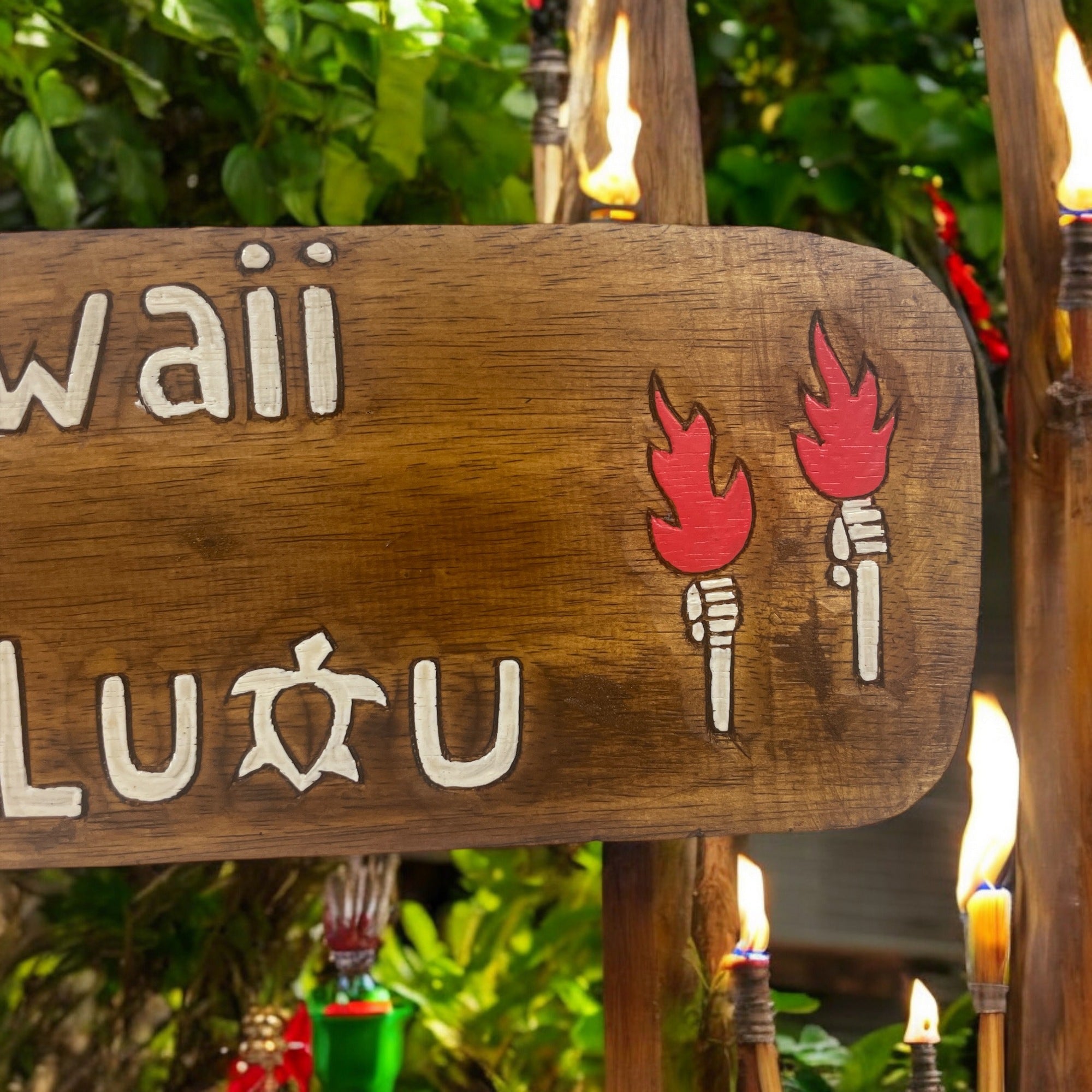 Hawaii Luau w/ Honu | Tropical Wooden Sign