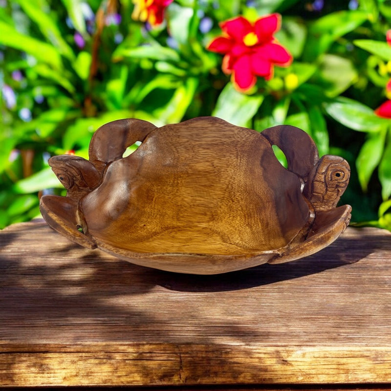 Double Honu Wooden Bowl 12" (Stained)