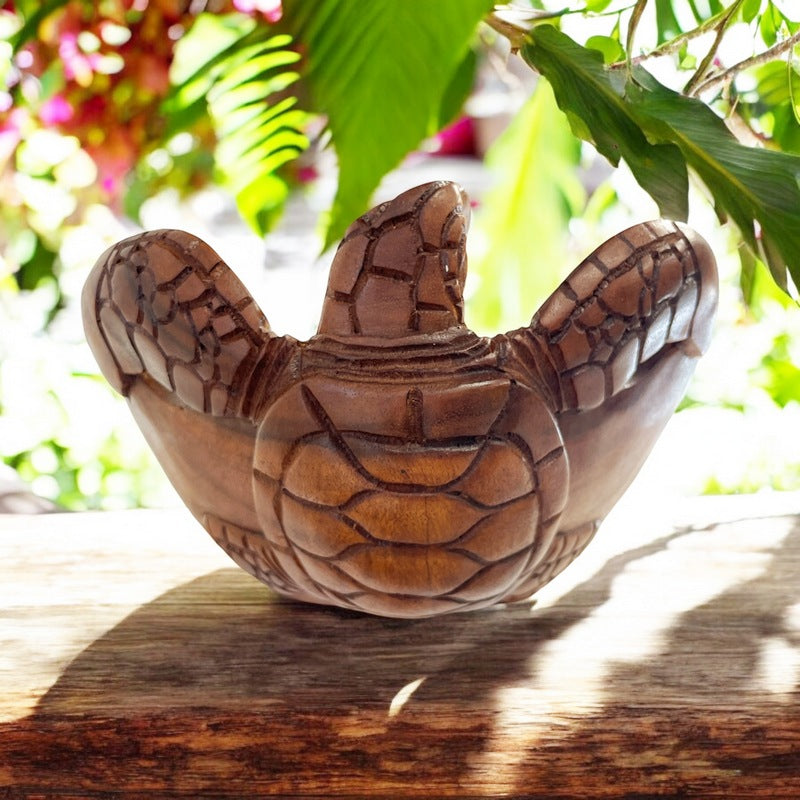 Double Honu Wooden Bowl 12" (Stained)