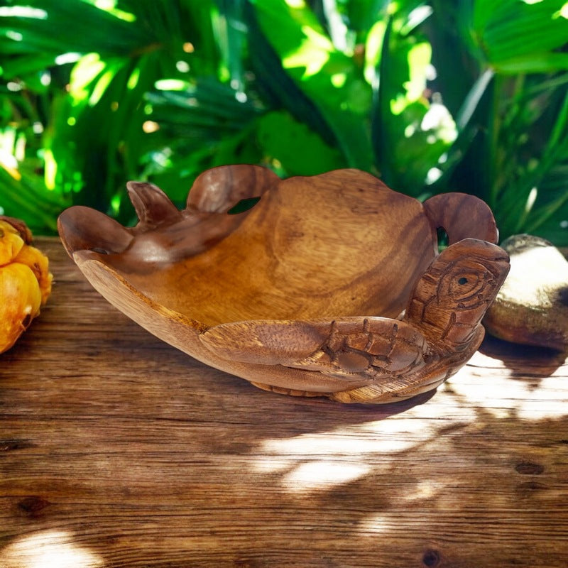 Double Honu Wooden Bowl 12" (Stained)