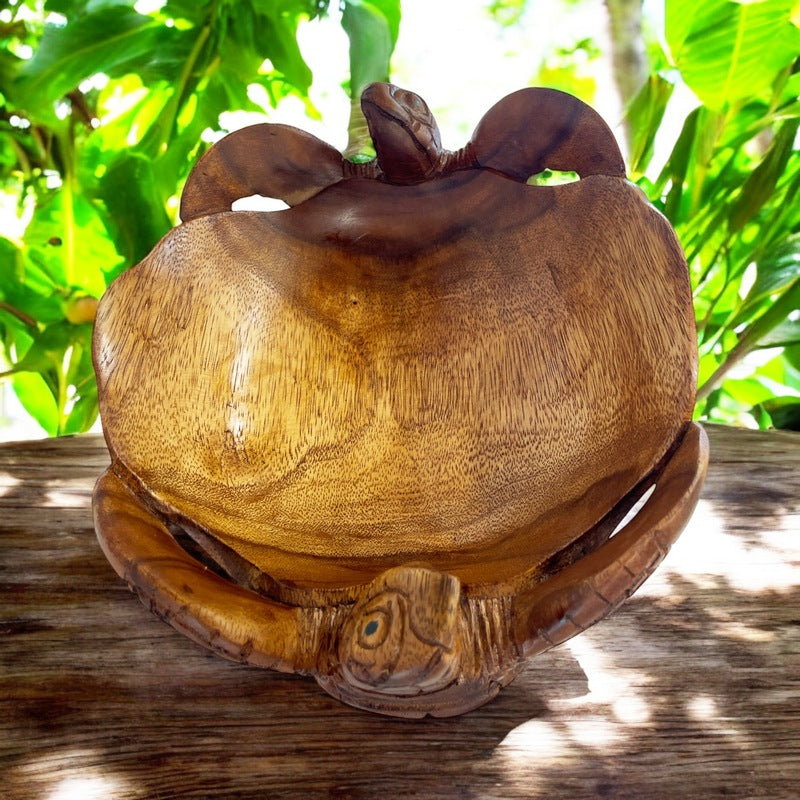 Double Honu Wooden Bowl 12" (Stained)