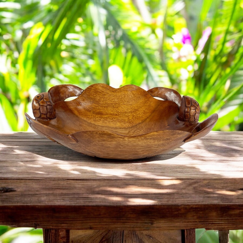 Double Honu Wooden Bowl 16" (Stained)