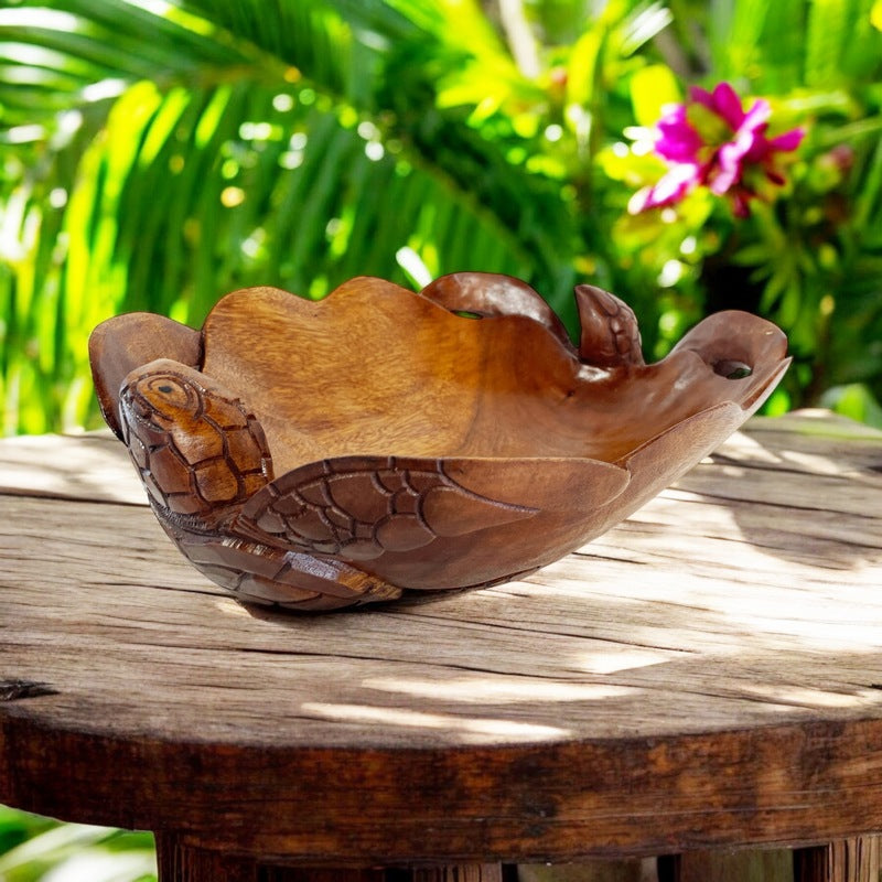 Double Honu Wooden Bowl 16" (Stained)