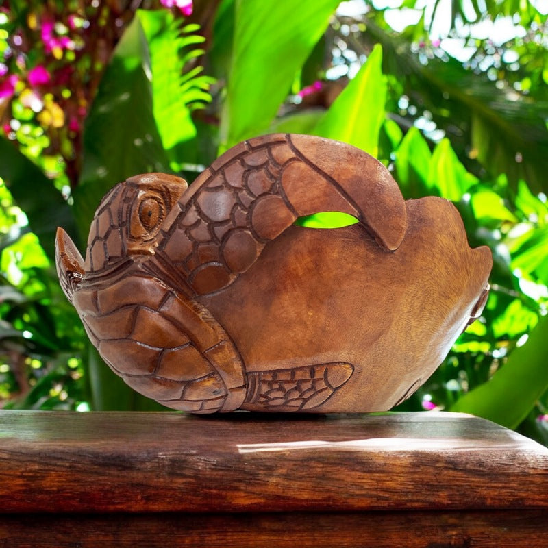 Double Honu Wooden Bowl 16" (Stained)