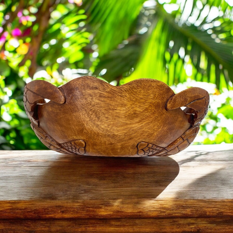 Double Honu Wooden Bowl 16" (Stained)