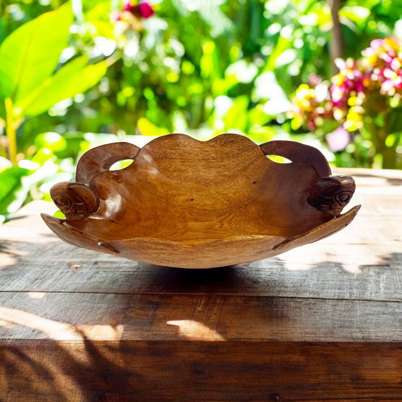 Double Honu Wooden Bowl 16" (Stained)