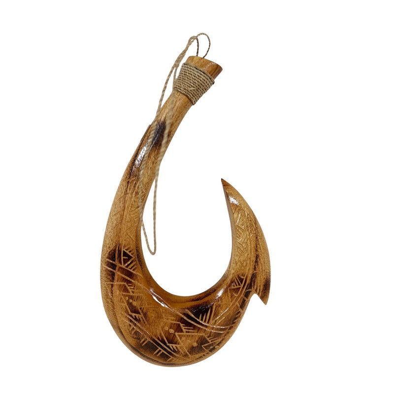 Hawaiian Fish Hook w/ Engravings | Hawaiian Home 12"