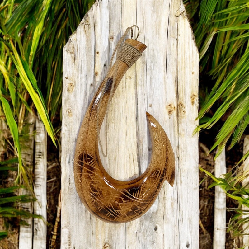 Hawaiian Fish Hook w/ Engravings | Hawaiian Home 12"