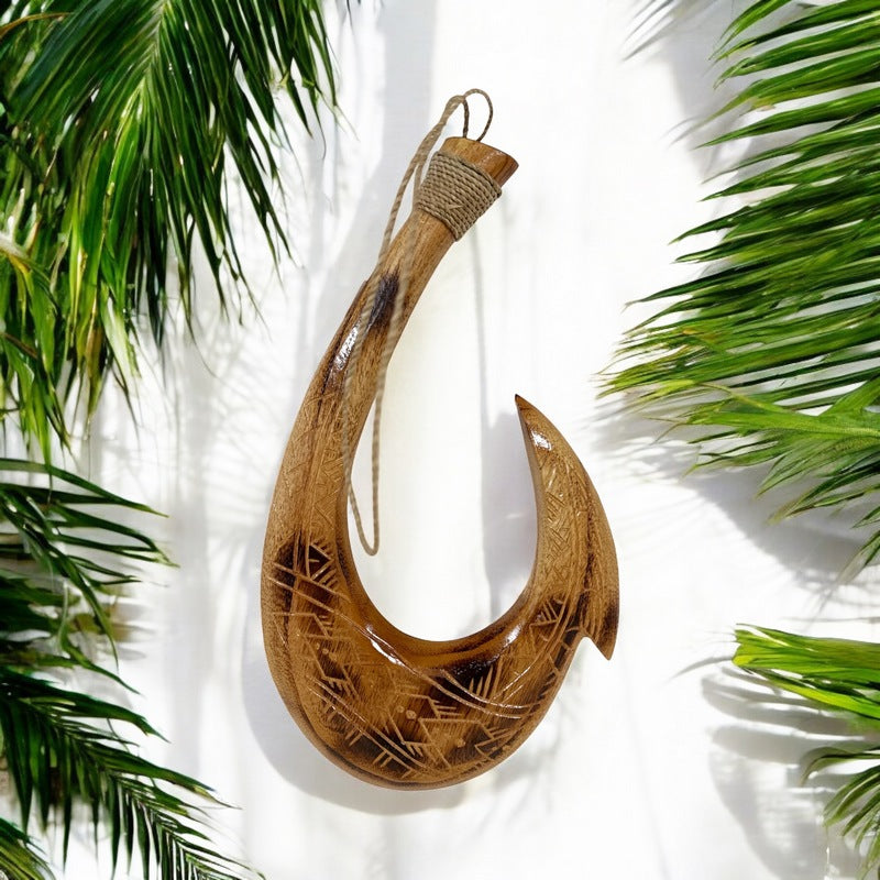 Hawaiian Fish Hook w/ Engravings | Hawaiian Home 12"