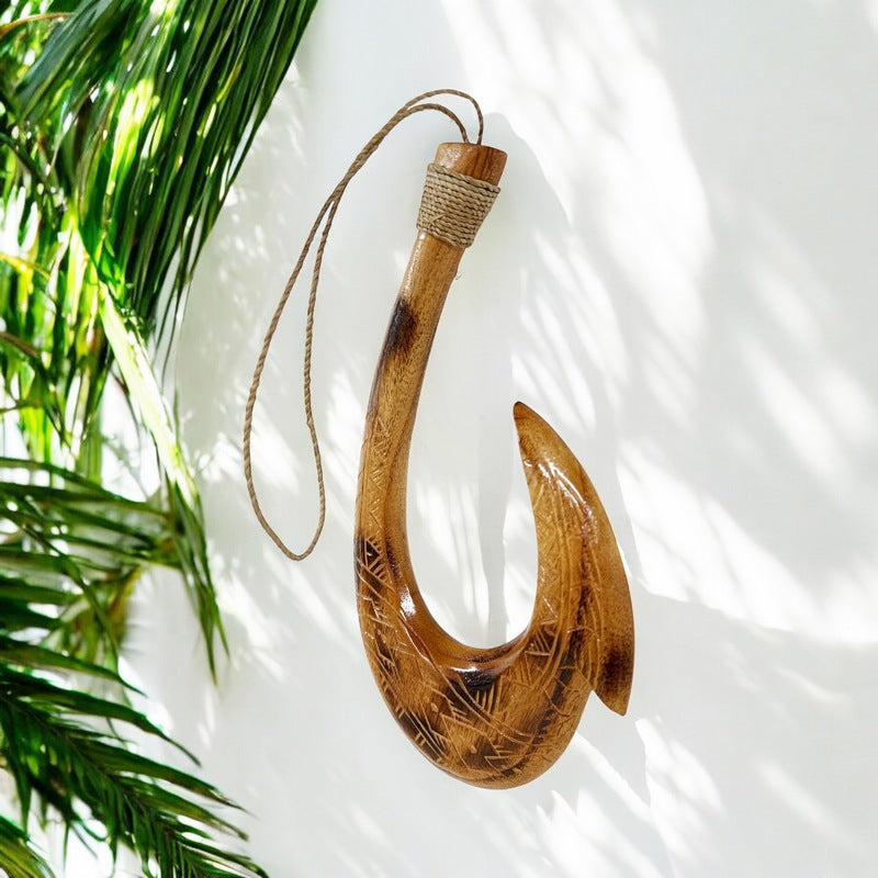 Hawaiian Fish Hook w/ Engravings | Hawaiian Home 12"