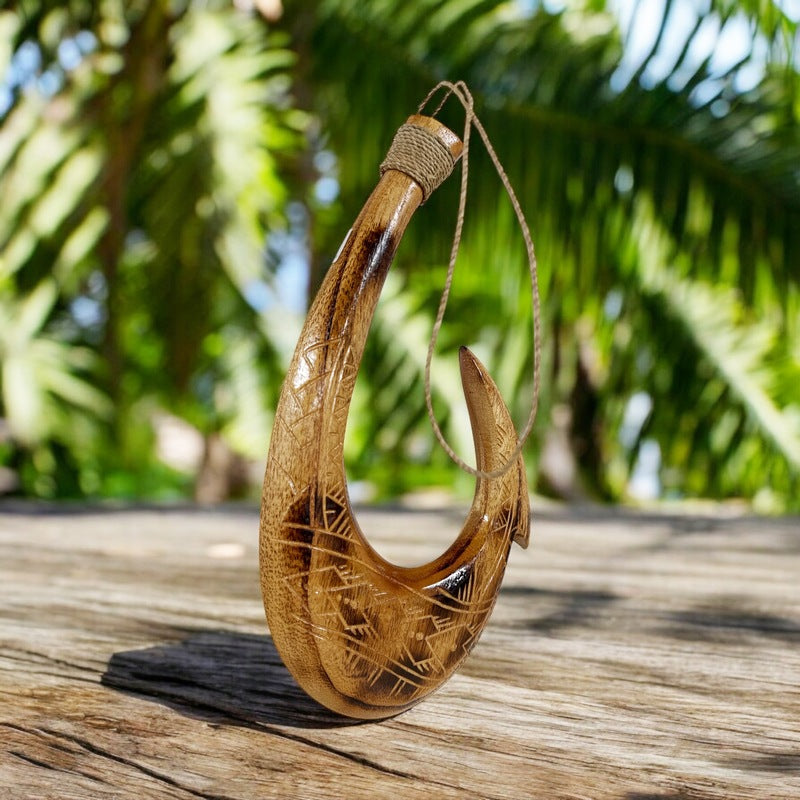 Hawaiian Fish Hook w/ Engravings | Hawaiian Home 12"