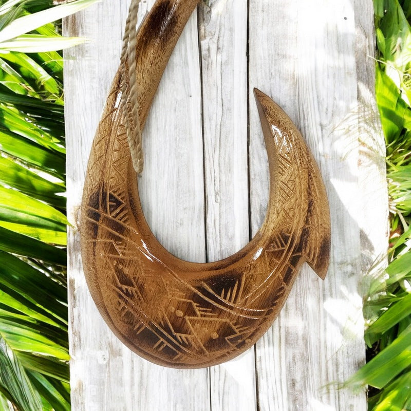 Hawaiian Fish Hook w/ Engravings | Hawaiian Home 12"