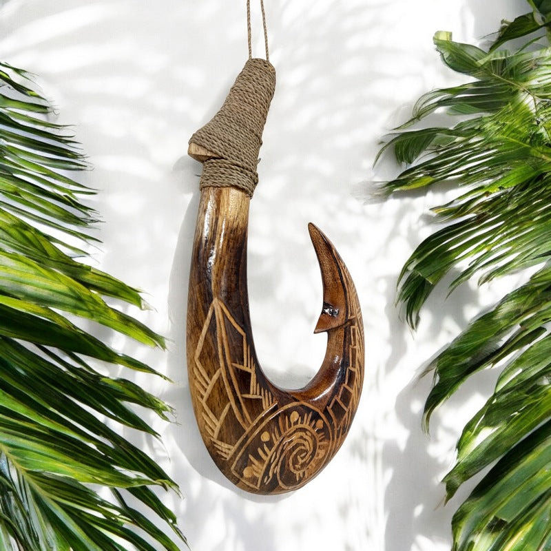 Hawaiian Fish Hook w/ Engravings | Hawaiian Home 12"